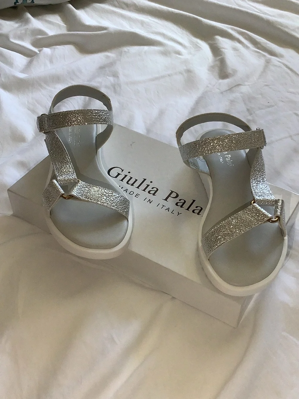 Girl’s Silver Glitter T-Strap Comfort Sandals